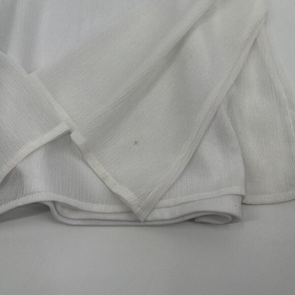 BCX Girl Top Large Womens White Casual Sheer Bell Sleeves Lightweight Tie New - Picture 10 of 12